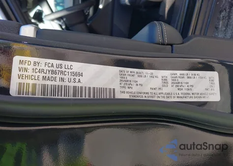 2024 Jeep Grand Cherokee 4Xe from USA, damaged, VIN 1C4RJYB67RC115694